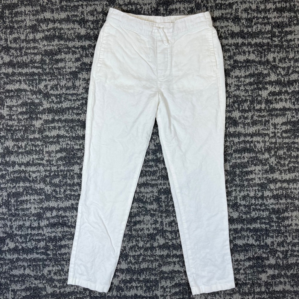 Janie and Jack Pants Boys 10 White Linen Cotton Blend Drawstring Beach Wedding